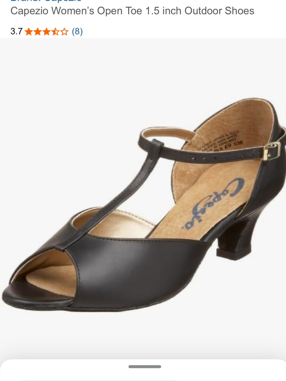 Capezio Black T-Strap Open-Toe Kitten Heel